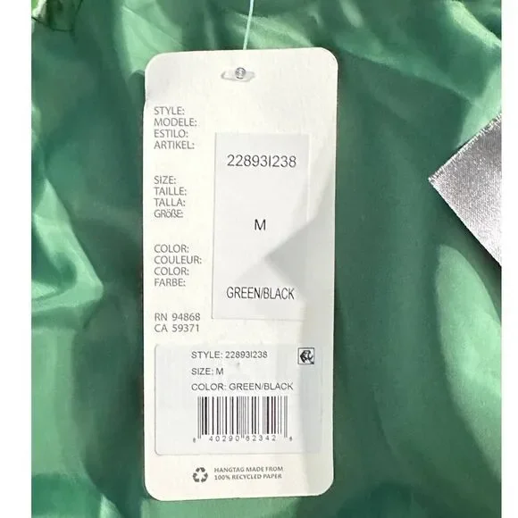 Bernie Bernardo Color Block Puffer Vest Green Black Women's Size Medium NWT - Picture 11 of 13